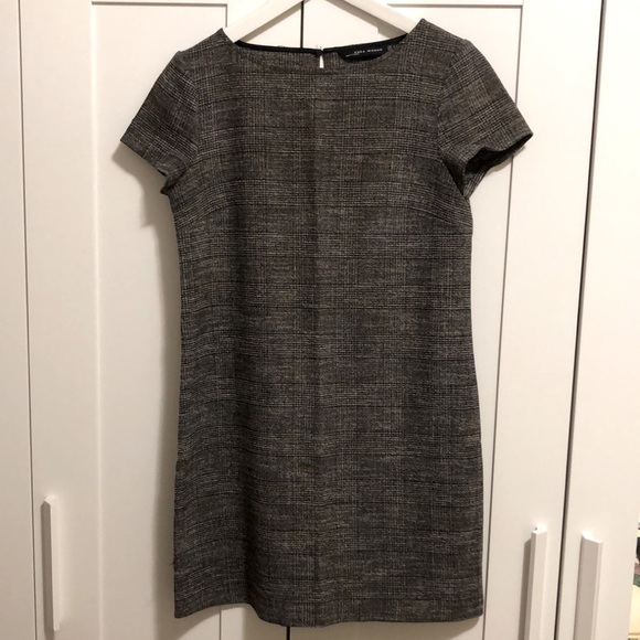 Zara Woman Gray Plaid Check Shift Mini Dress - Picture 4 of 7